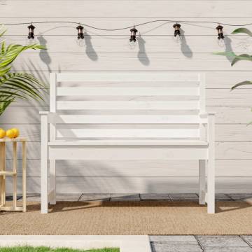 Classic White Garden Bench - Solid Pine Wood 109x48 cm