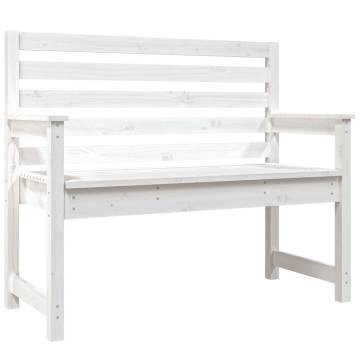 Classic White Garden Bench - Solid Pine Wood 109x48 cm