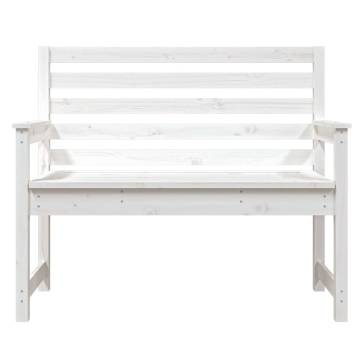 Classic White Garden Bench - Solid Pine Wood 109x48 cm