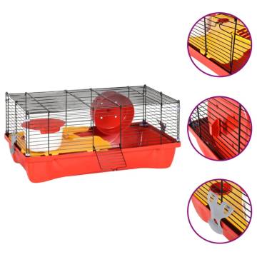 Hamster Cage Red 58x32x36 cm - Durable Polypropylene & Metal