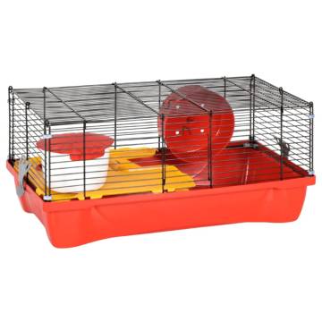 Hamster Cage Red 58x32x36 cm - Durable Polypropylene & Metal