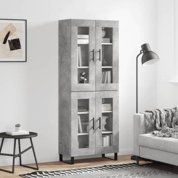 Stylish Highboard Concrete Grey | Durable Engineered Wood