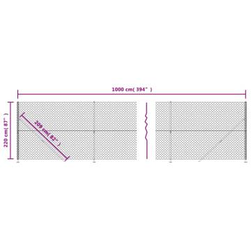 Chain Link Fence with Flange Green 2.2x10 m | HipoMarket UK