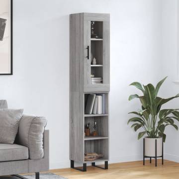 Highboard Grey Sonoma - Stylish Storage Solution (34.5x34x180 cm)