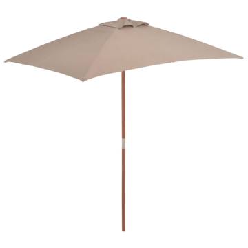 Outdoor Parasol with Wooden Pole 150x200 cm - Taupe Shade