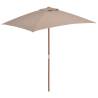 Outdoor Parasol with Wooden Pole 150x200 cm - Taupe Shade