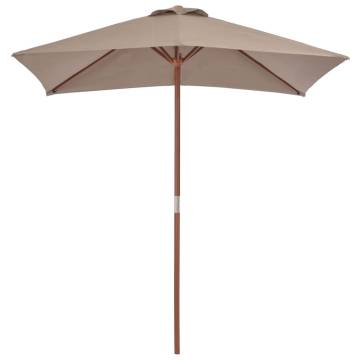 Outdoor Parasol with Wooden Pole 150x200 cm - Taupe Shade