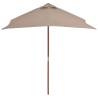 Outdoor Parasol with Wooden Pole 150x200 cm - Taupe Shade