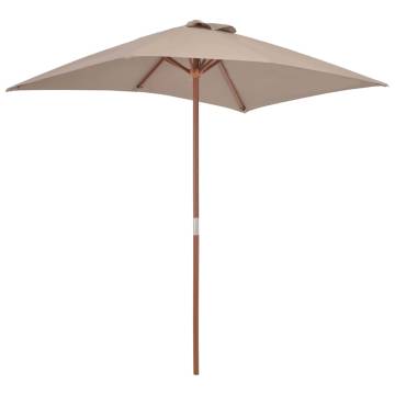 Outdoor Parasol with Wooden Pole 150x200 cm - Taupe Shade