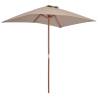 Outdoor Parasol with Wooden Pole 150x200 cm - Taupe Shade