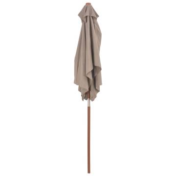 Outdoor Parasol with Wooden Pole 150x200 cm - Taupe Shade