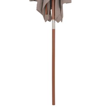 Outdoor Parasol with Wooden Pole 150x200 cm - Taupe Shade