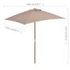 Outdoor Parasol with Wooden Pole 150x200 cm - Taupe Shade