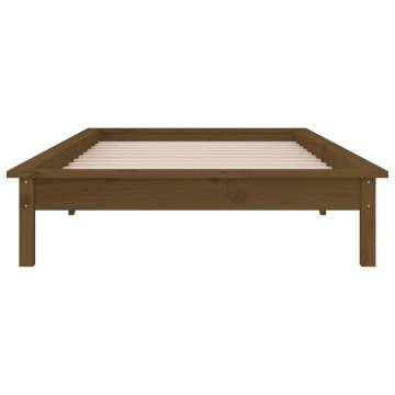 LED Bed Frame Honey Brown 90x200 cm Solid Wood | HipoMarket