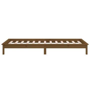 LED Bed Frame Honey Brown 90x200 cm Solid Wood | HipoMarket