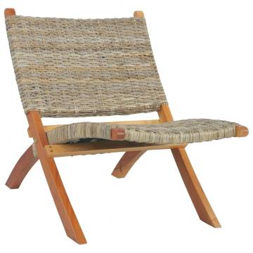 Relaxing Chair - Natural Kubu Rattan & Mahogany Wood