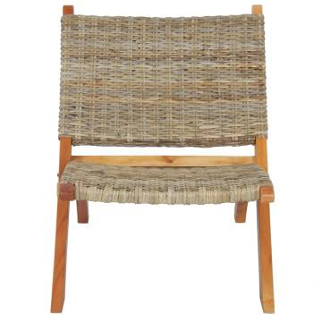 Relaxing Chair - Natural Kubu Rattan & Mahogany Wood