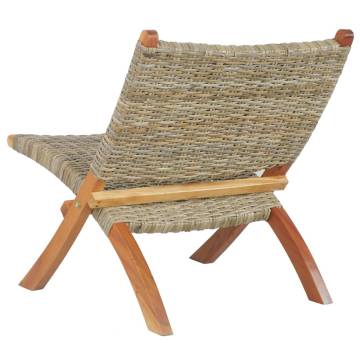 Relaxing Chair - Natural Kubu Rattan & Mahogany Wood