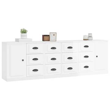 High Gloss White Sideboards - 3 pcs Engineered Wood