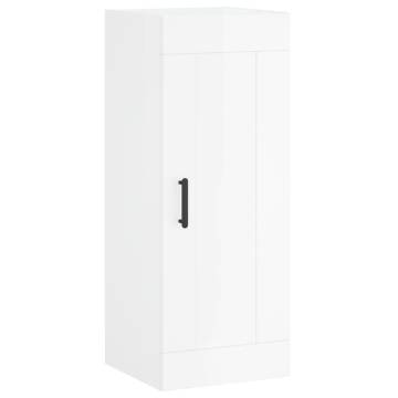 Stylish Highboard High Gloss White - 34.5x34x180 cm