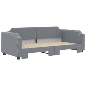 Light Grey Daybed with Trundle - 90x190 cm Fabric Sofa Bed