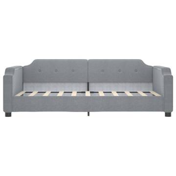 Light Grey Daybed with Trundle - 90x190 cm Fabric Sofa Bed