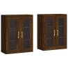 Elegant Wall Mounted Cabinets - Brown Oak - 2 pcs