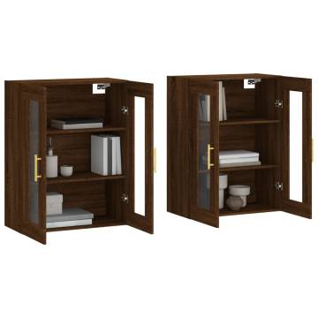 Elegant Wall Mounted Cabinets - Brown Oak - 2 pcs