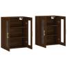 Elegant Wall Mounted Cabinets - Brown Oak - 2 pcs