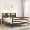 Honey Brown Small Double Bed Frame with Headboard - Solid Wood