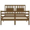 Honey Brown Small Double Bed Frame with Headboard - Solid Wood