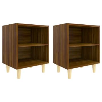 Stylish Bed Cabinets with Solid Wood Legs - Set of 2 | HipoMarket