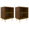 Stylish Bed Cabinets with Solid Wood Legs - Set of 2 | HipoMarket