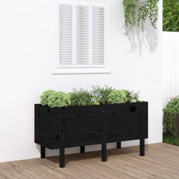 Garden Raised Bed Black - 121x50x57 cm Solid Pine Wood