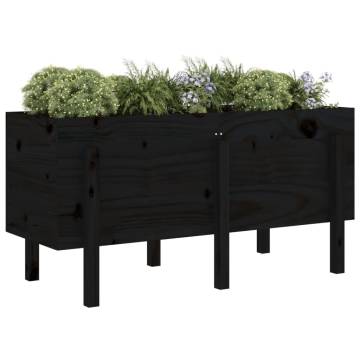 Garden Raised Bed Black - 121x50x57 cm Solid Pine Wood