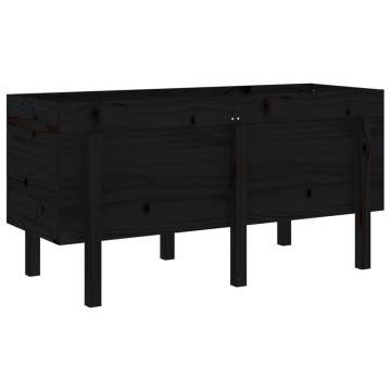 Garden Raised Bed Black - 121x50x57 cm Solid Pine Wood