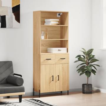 Stylish Highboard Sonoma Oak - Engineered Wood Furniture