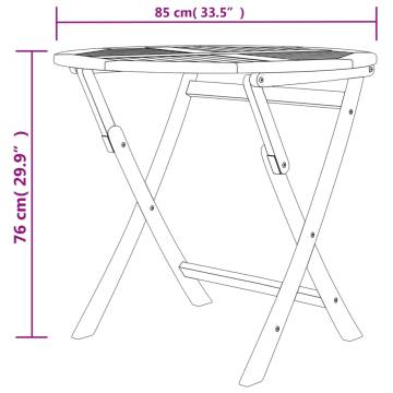 Folding Garden Table 85x76 cm - Solid Teak Wood