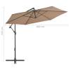 Cantilever Umbrella 300cm Taupe - UV Protection & Durability