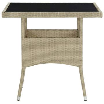 Beige Poly Rattan Outdoor Dining Table - Perfect for Patios