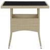 Beige Poly Rattan Outdoor Dining Table - Perfect for Patios