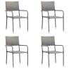 5 Piece Garden Dining Set - Grey & Black Poly Rattan