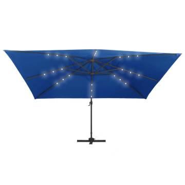 Cantilever Umbrella with LED Lights - 400x300 cm Azure Blue