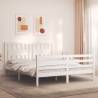 Bed Frame with Headboard White King Size Solid Wood Colour white Size 150 x 200 cm 