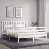 White King Size Bed Frame with Headboard - Solid Wood Design