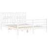 White King Size Bed Frame with Headboard - Solid Wood Design