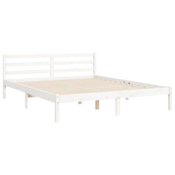 White King Size Bed Frame with Headboard - Solid Wood Design