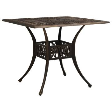 Garden Table Bronze 90x90 cm - Sturdy Cast Aluminium Table