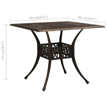 Garden Table Bronze 90x90 cm - Sturdy Cast Aluminium Table