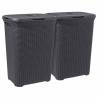 Curver Laundry Basket Set with Lid - 2x60L Anthracite